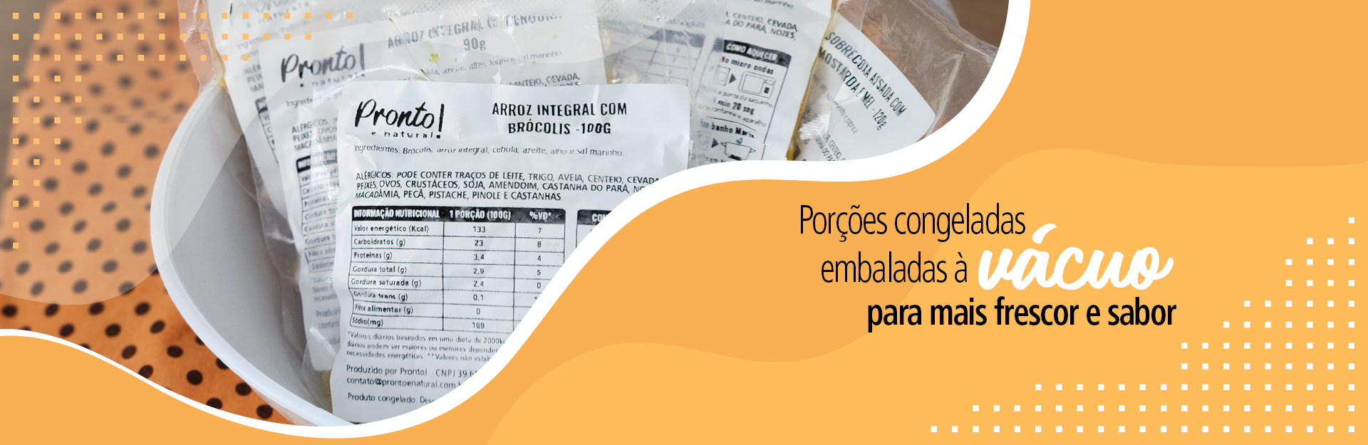 Banner comida congelada embalada a vacuo